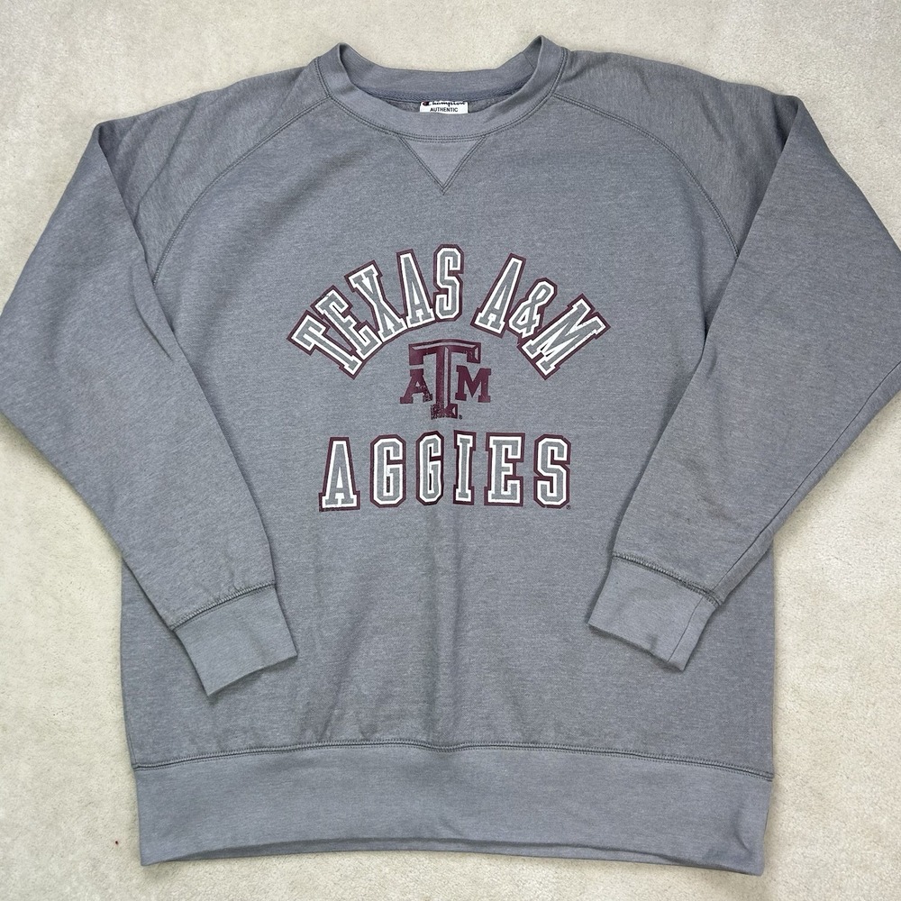 Texas A&M Aggies Football Champion Sweatshirt Mens Large Gray Fleece Pullover